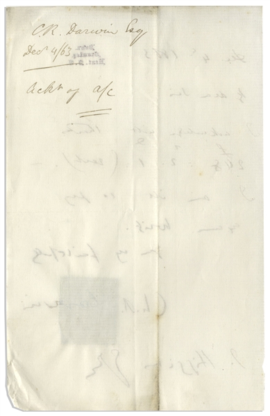 Charles Darwin Autograph Letter Signed From 1863